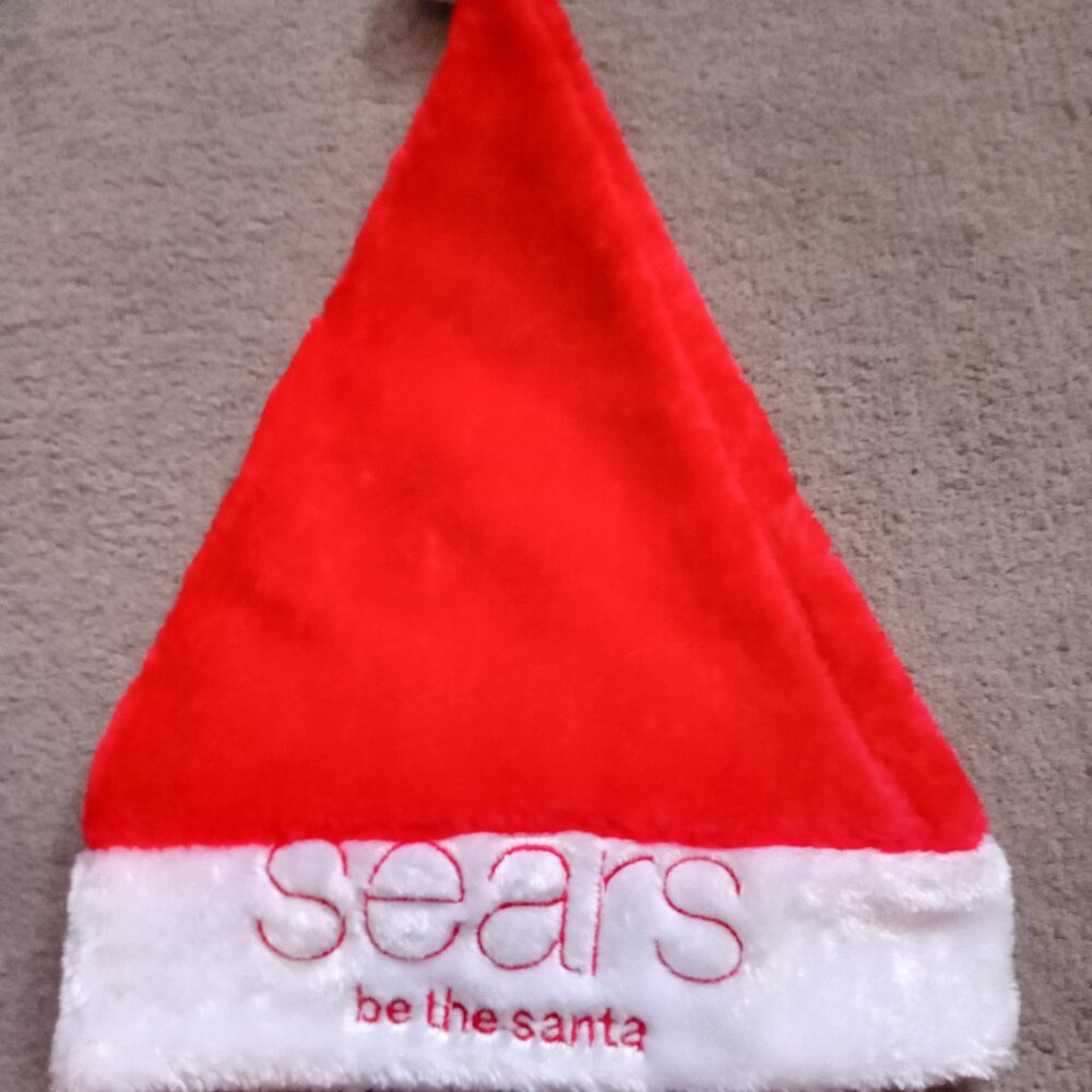 Vintage Sears employee red plush Santa Hat